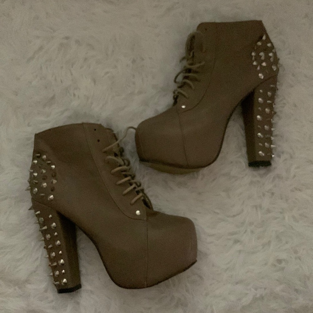 Taupe studded booties